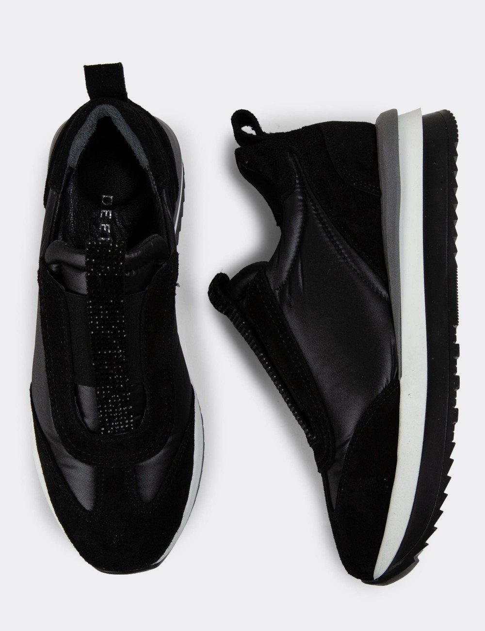 Black Suede Leather Sneakers - R3531ZSYHT01
