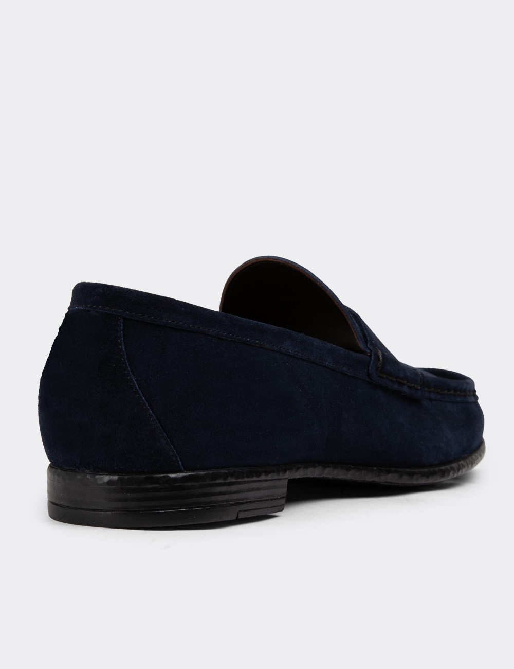 Navy Suede Leather Loafers - 01648MLCVC02