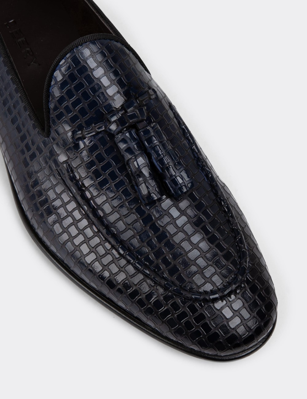 Navy Leather Loafers - 01701MLCVC07