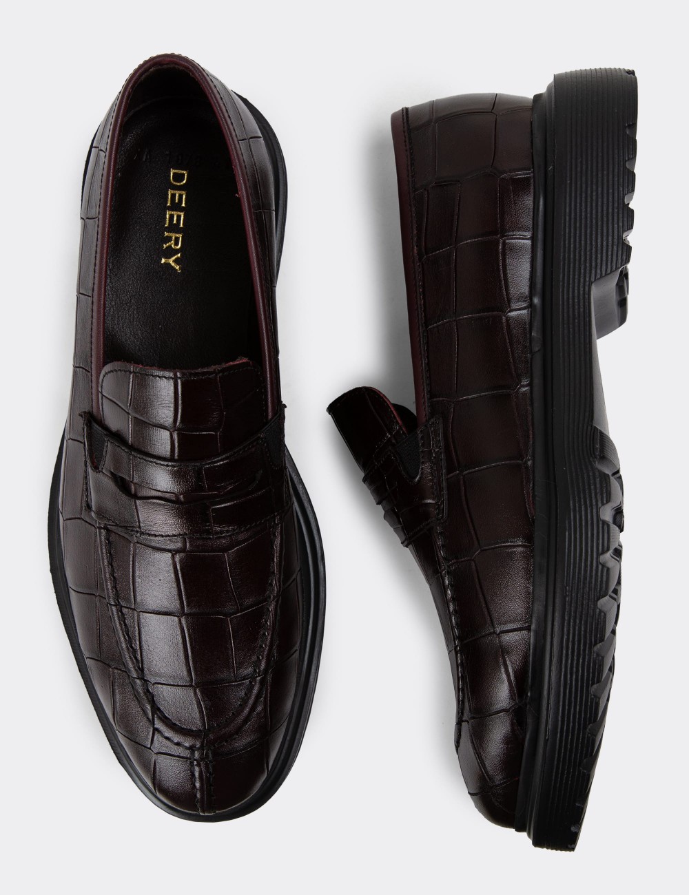 Burgundy Leather Loafers - 01878MBRDE02