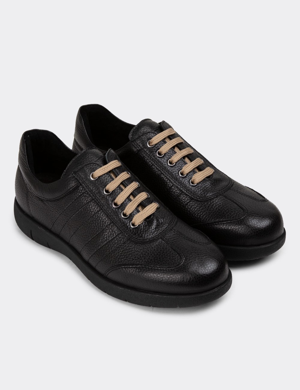 Black Leather Lace-up Shoes - 01950MSYHC01