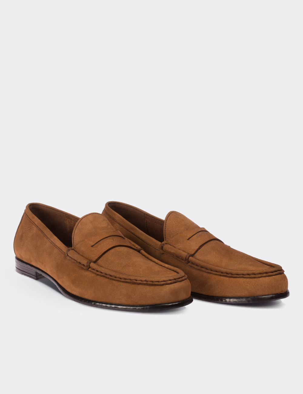 Tan Nubuck Leather Loafers - 01648MTBAC01