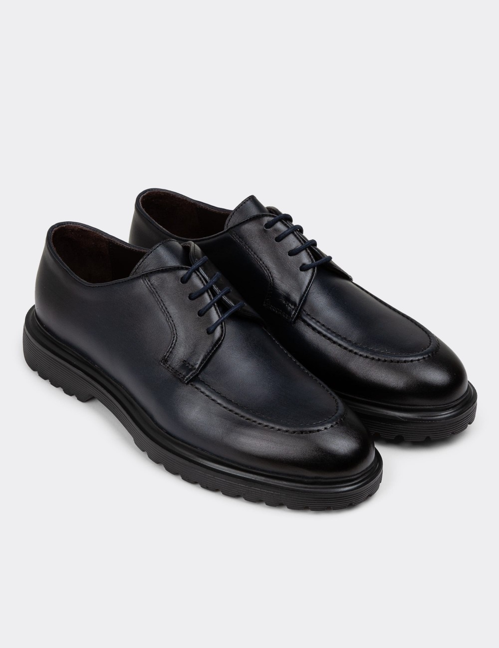 Navy Leather Lace-up Shoes - 01931MLCVE01