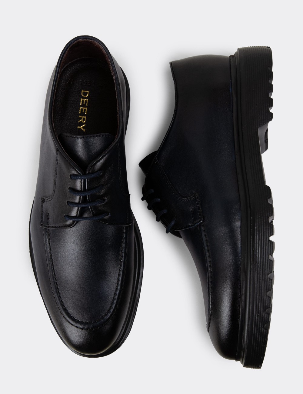 Navy Leather Lace-up Shoes - 01931MLCVE01