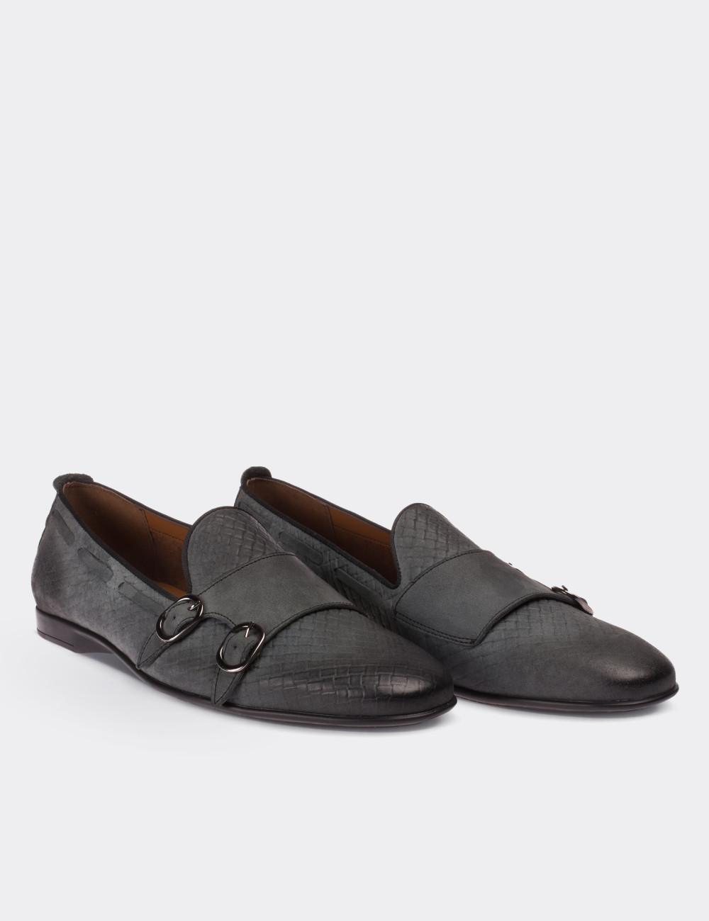 Gray Nubuck Leather Loafers - 01646MGRIC02