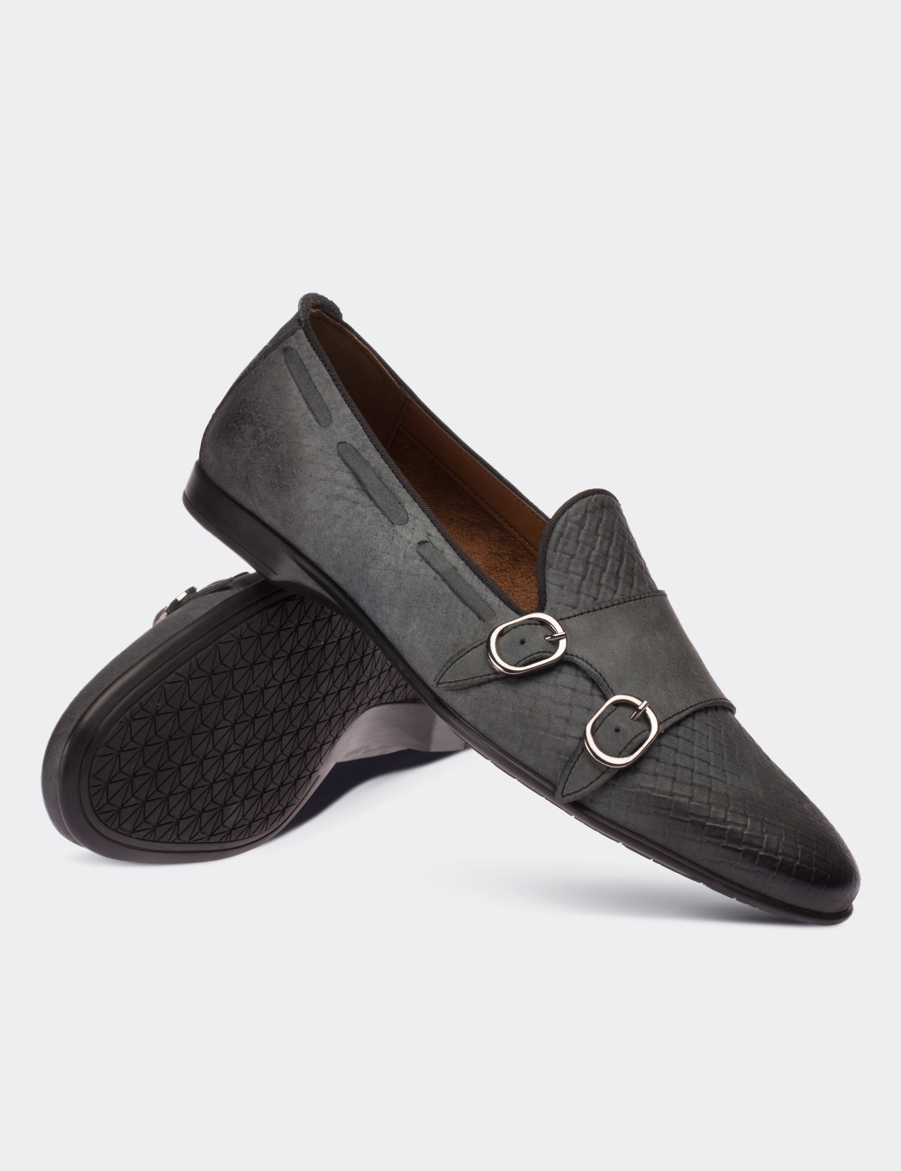 Gray Nubuck Leather Loafers - 01646MGRIC02