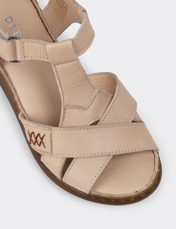 Beige Leather Sandals - SE111ZBEJC01