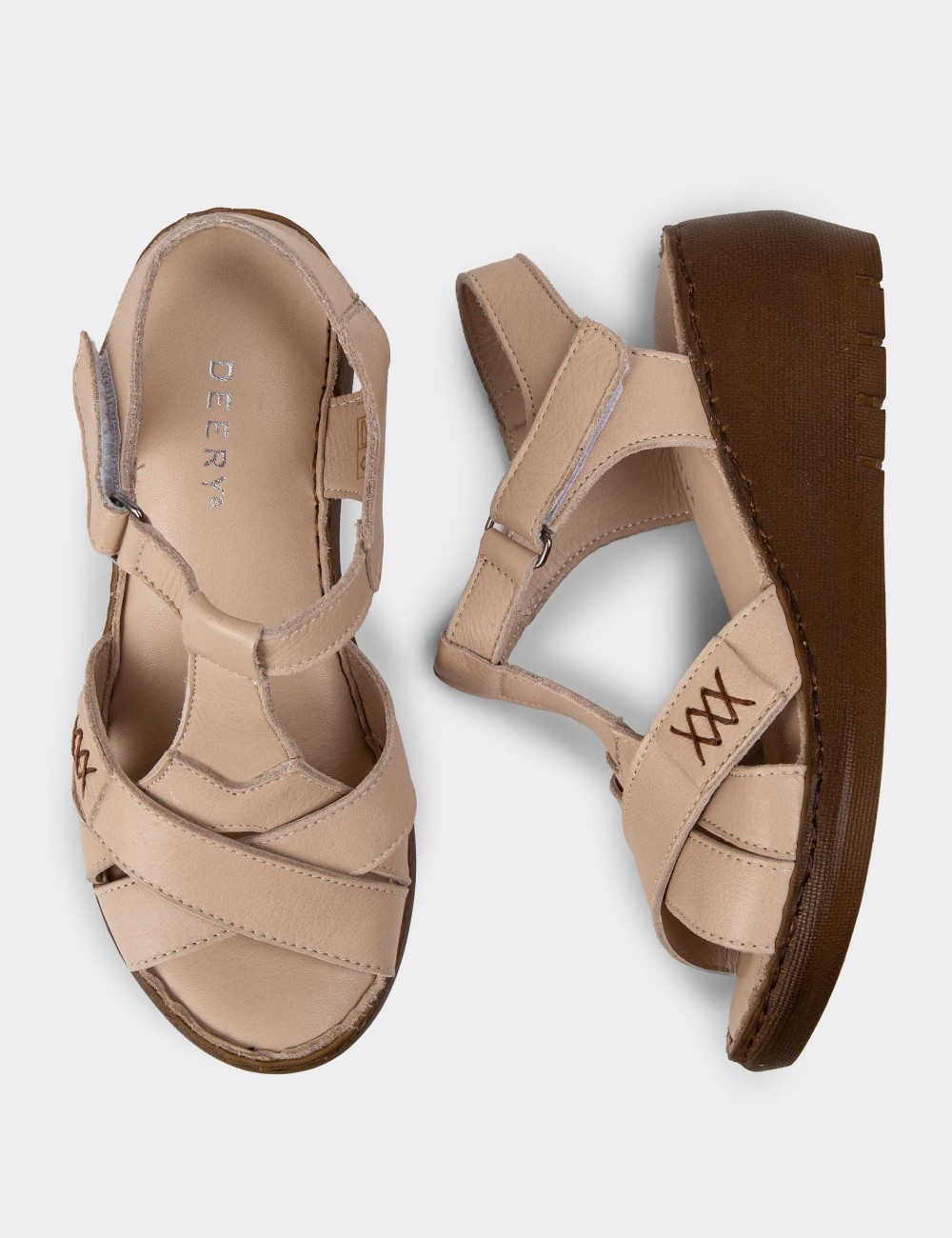 Beige Leather Sandals - SE111ZBEJC01