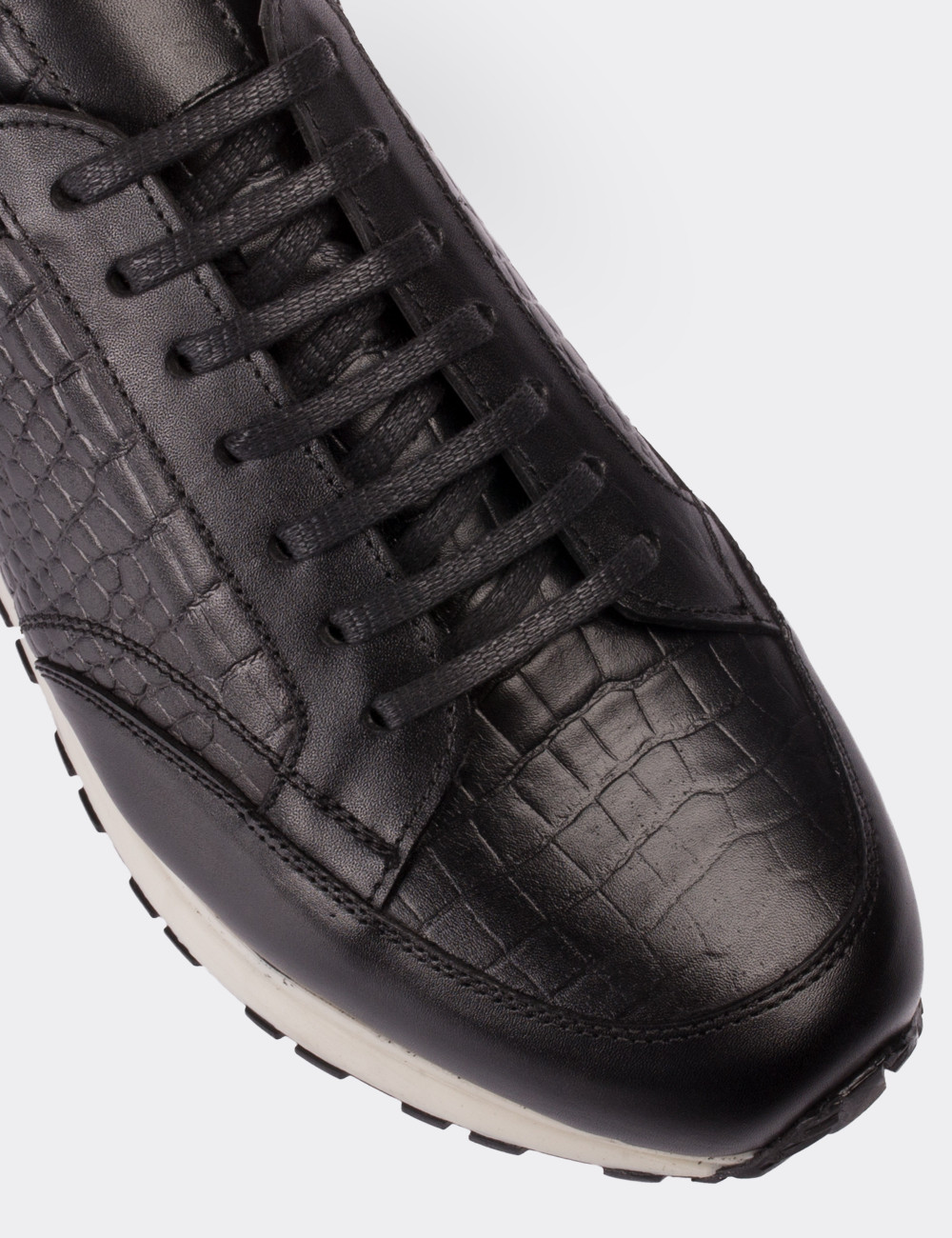 Black  Leather Lace-up Shoes - 01632MSYHT02