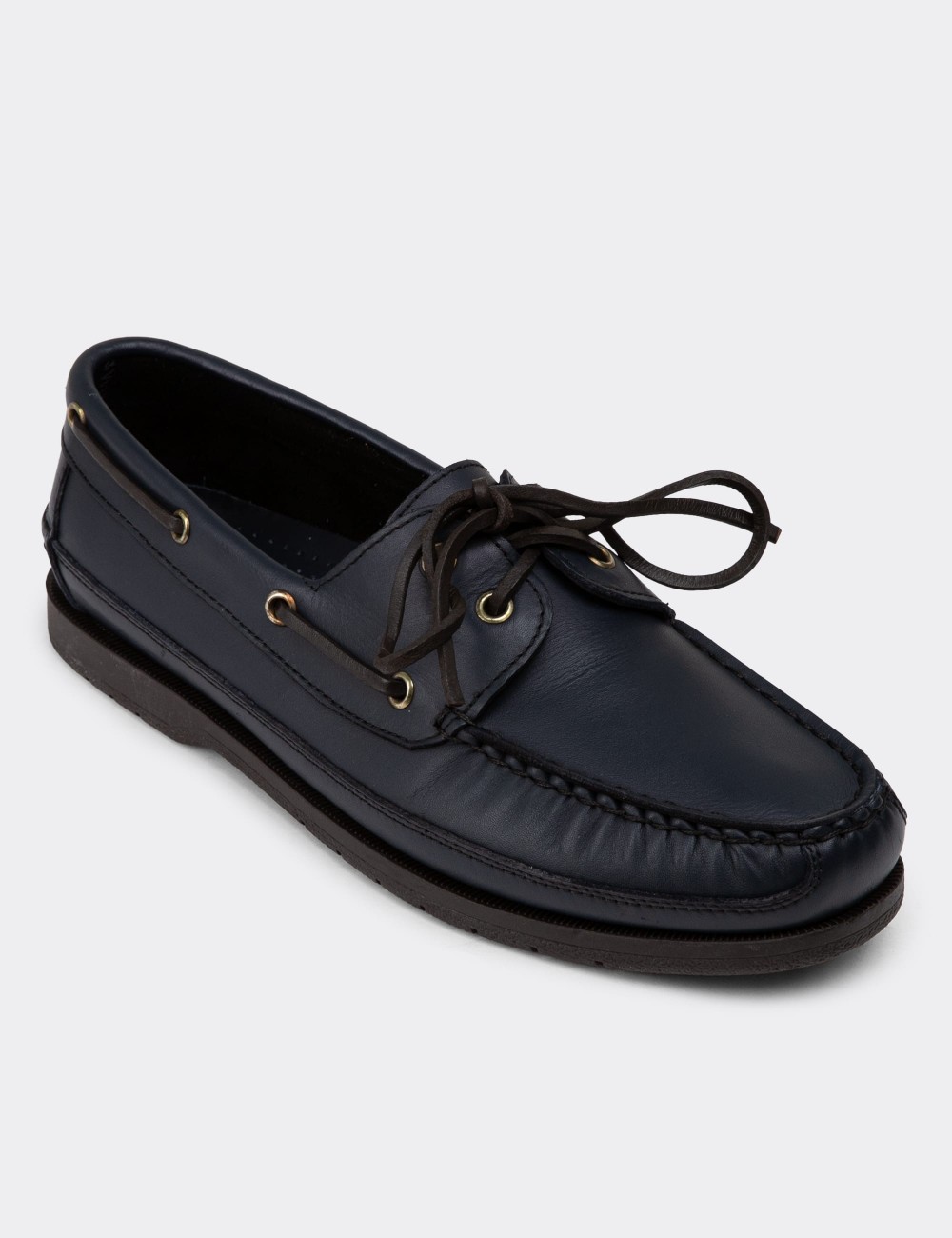 Navy Leather Marine Shoes - 01543MLCVC01