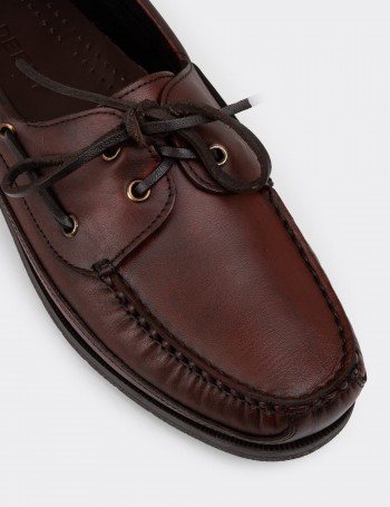 Burgundy Leather Lace-up Shoes