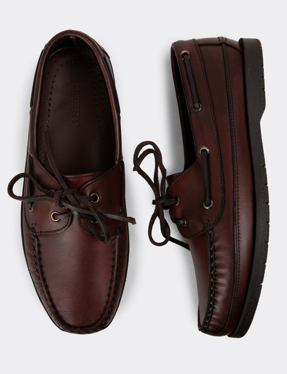 Burgundy Leather Lace-up Shoes - 01543MBRDC01