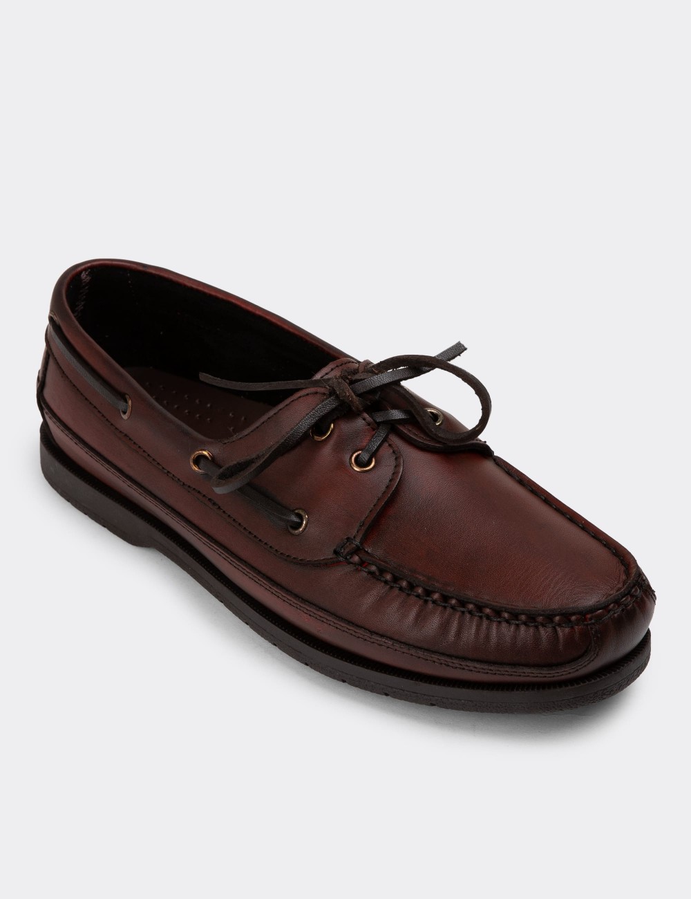 Burgundy Leather Lace-up Shoes - 01543MBRDC01