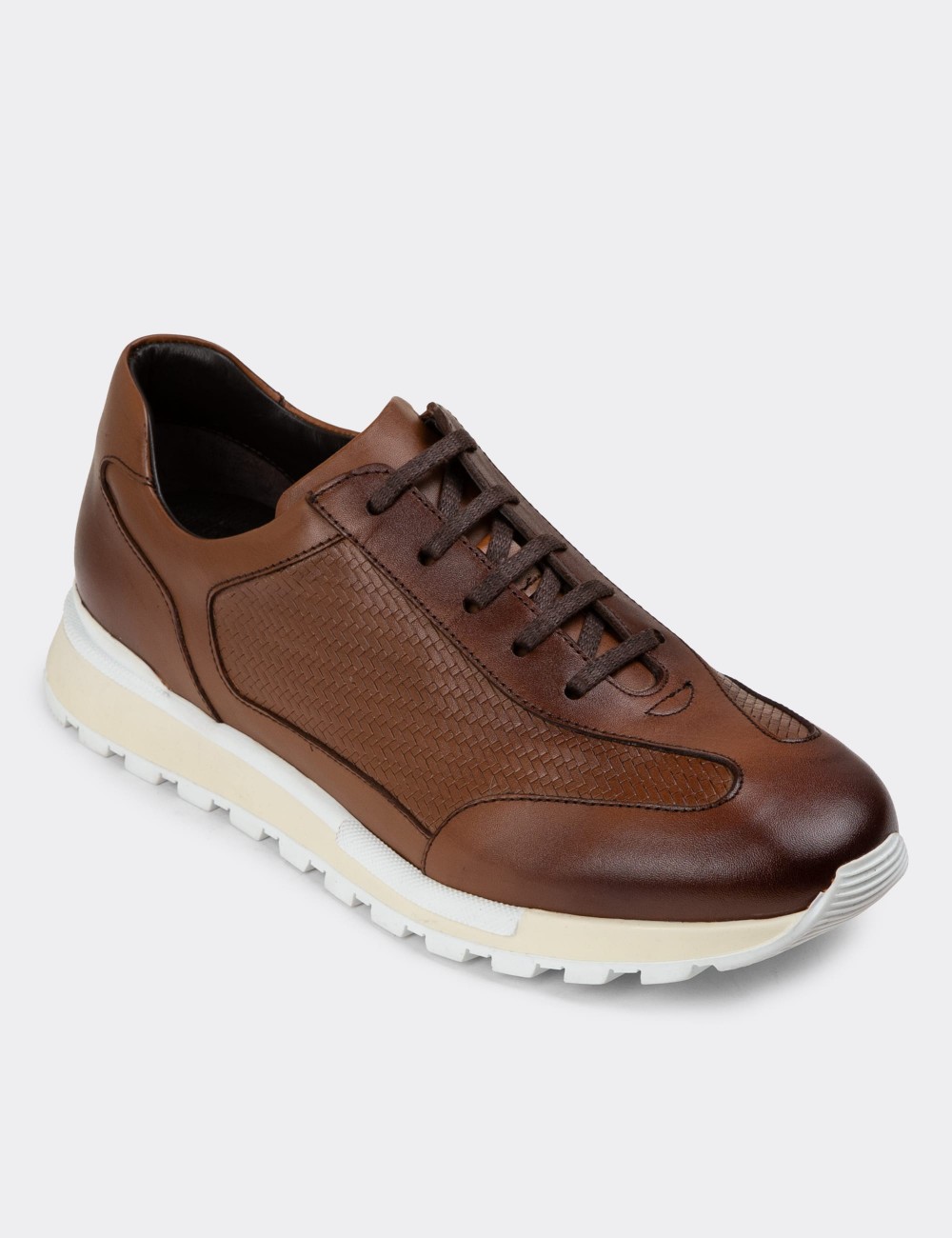 Tan Leather Sneakers - 01729MTBAT02