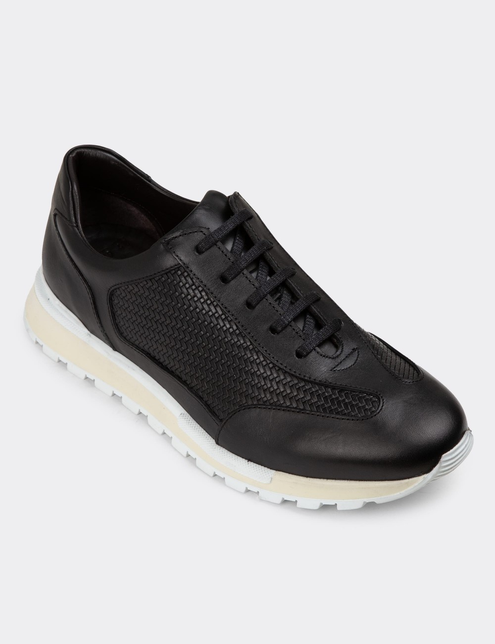 Black Leather Sneakers - 01729MSYHT03