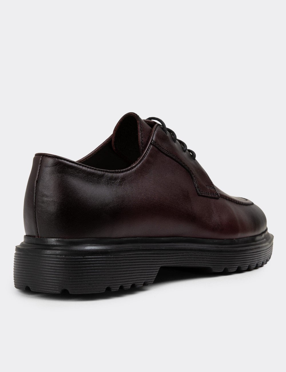 Burgundy Leather Lace-up Shoes - 01931MBRDE02