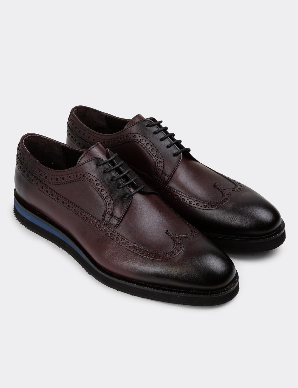 Burgundy Leather Lace-up Shoes - 01293MBRDE20
