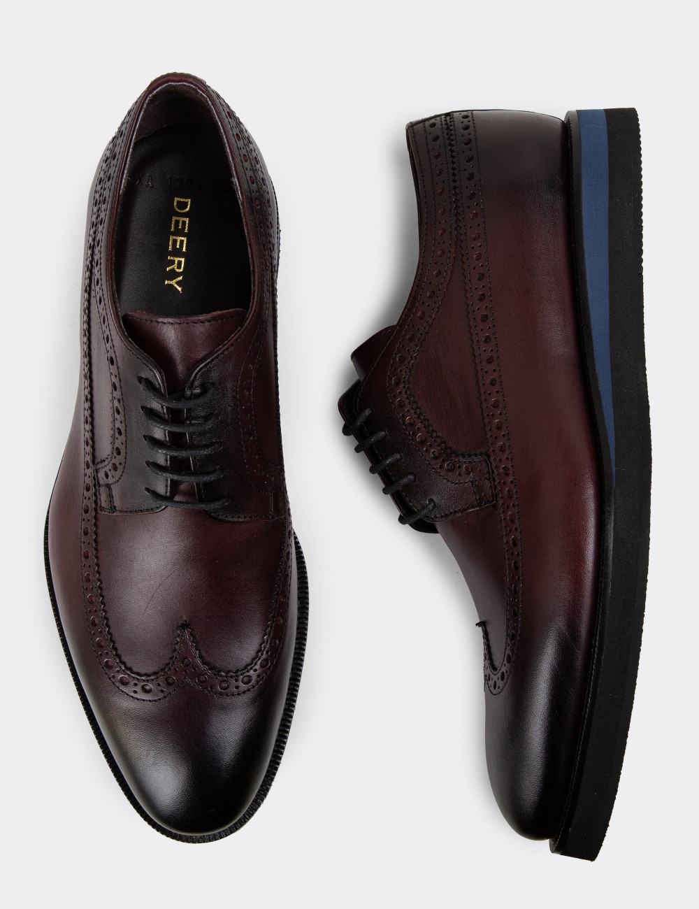Burgundy Leather Lace-up Shoes - 01293MBRDE20