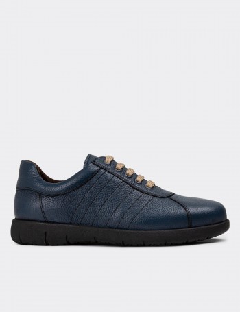 Blue Leather Lace-up Shoes - 01951MMVIC01