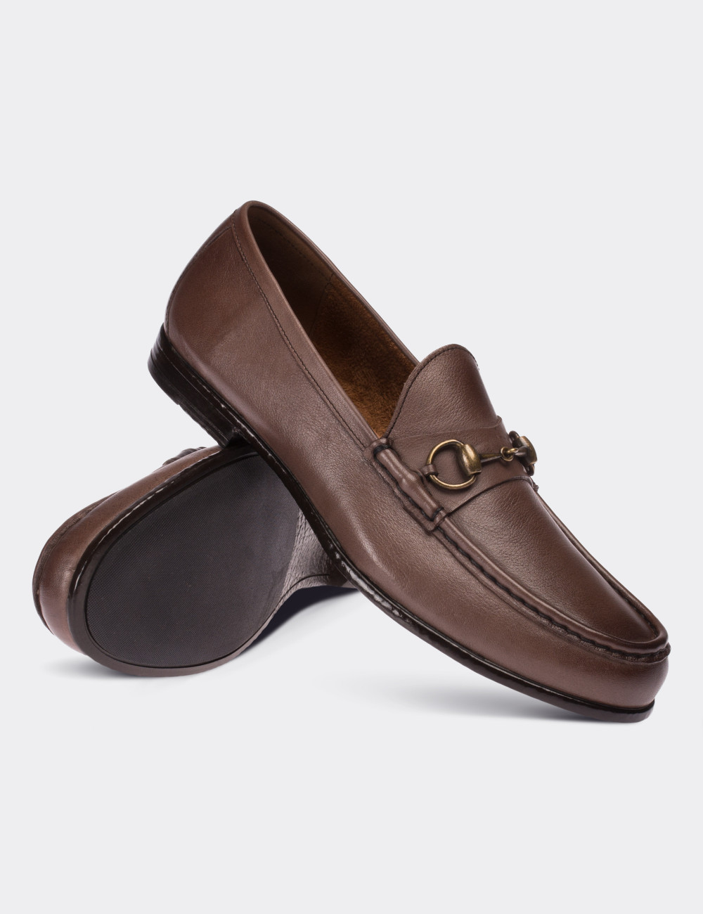Sandstone  Leather Loafers - 01649MVZNC01