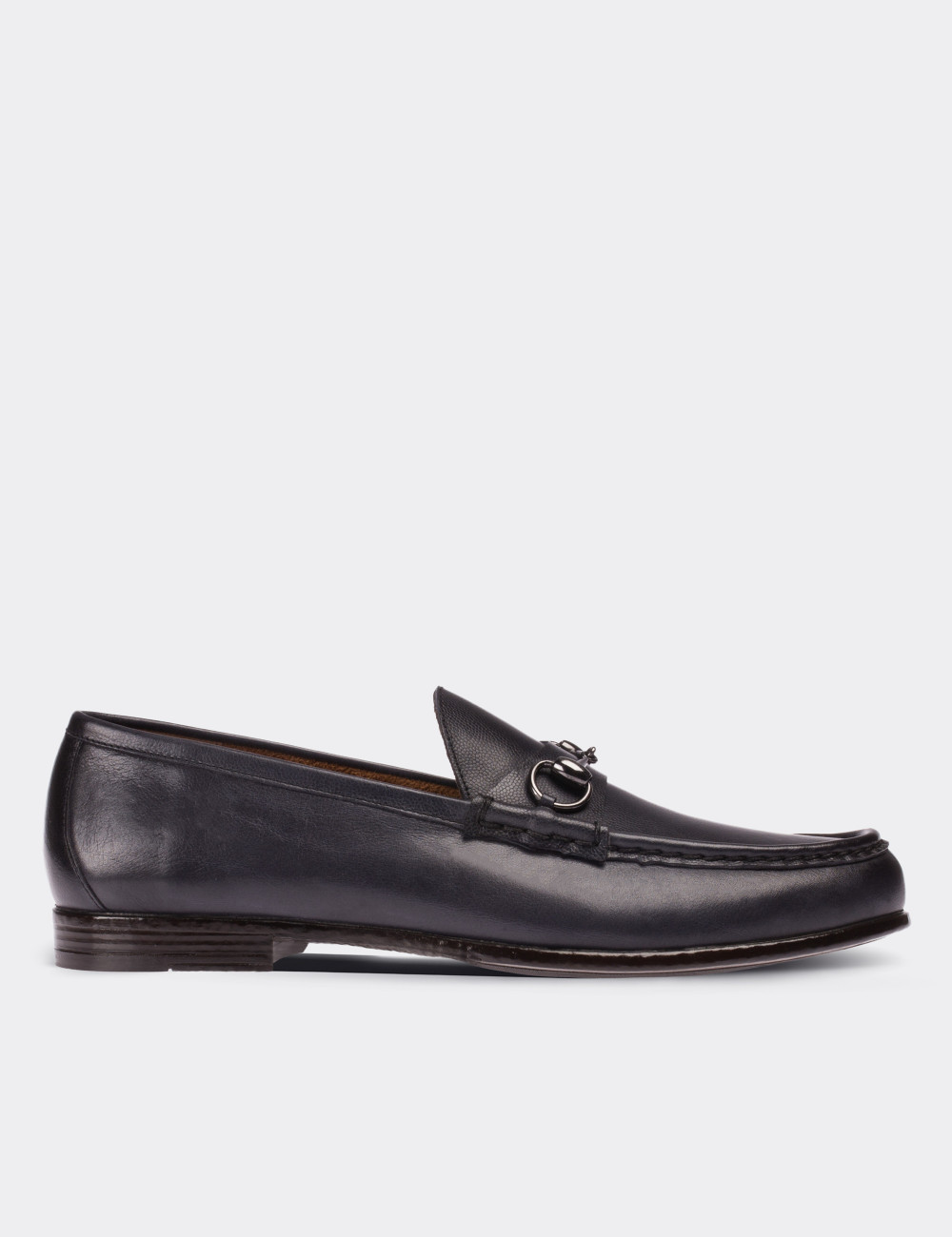 Navy Leather Loafers - Deery