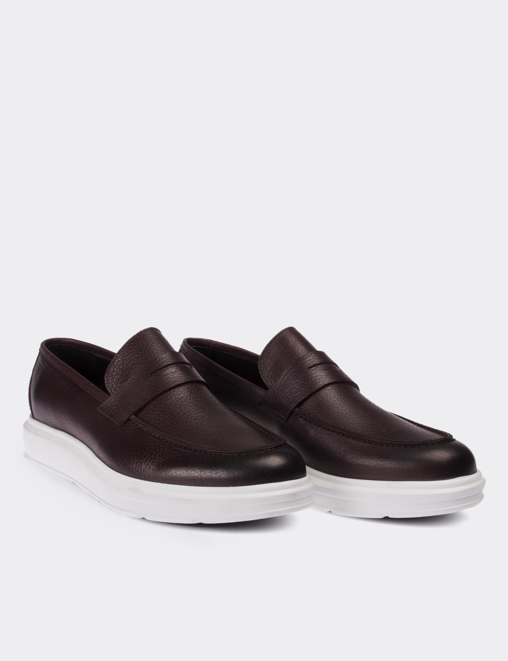 Burgundy  Leather Loafers - 01564MBRDP04