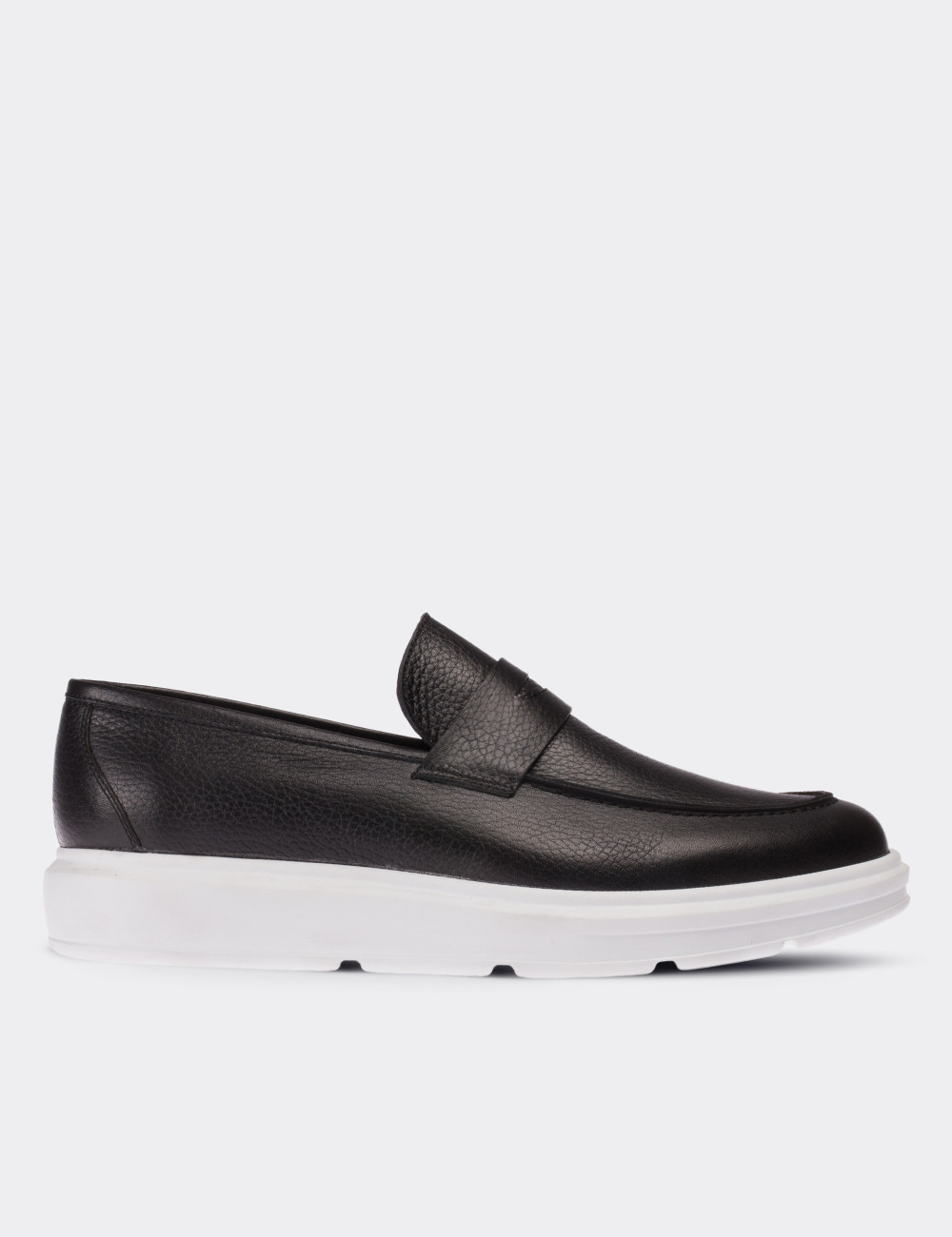 Black  Leather Loafers - 01564MSYHP03