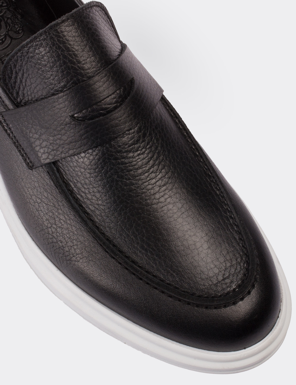 Black  Leather Loafers - 01564MSYHP03