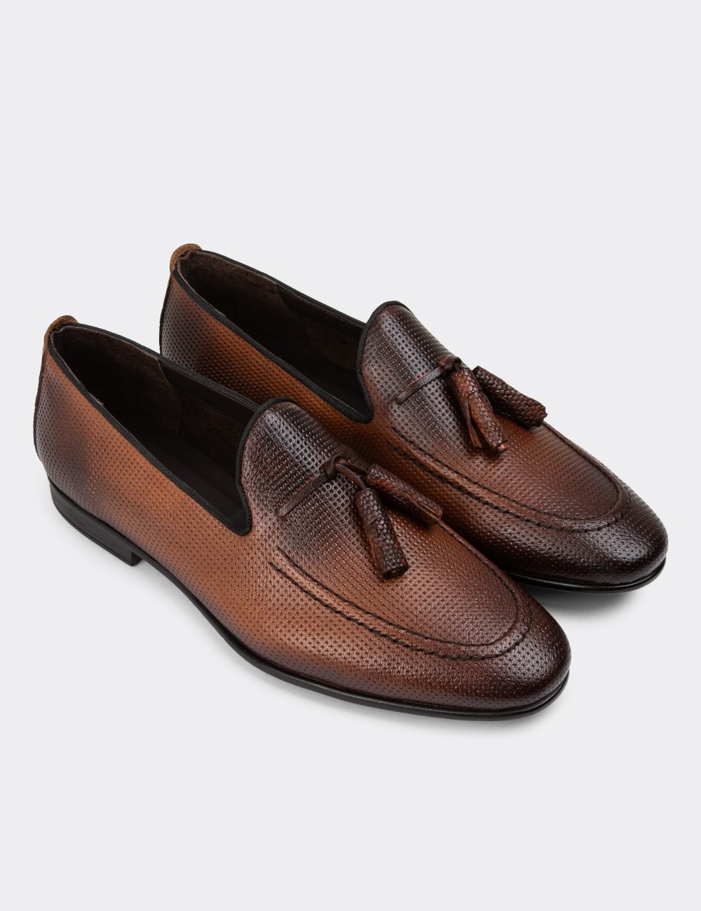 Tan Leather Loafers - 01701MTBAC14