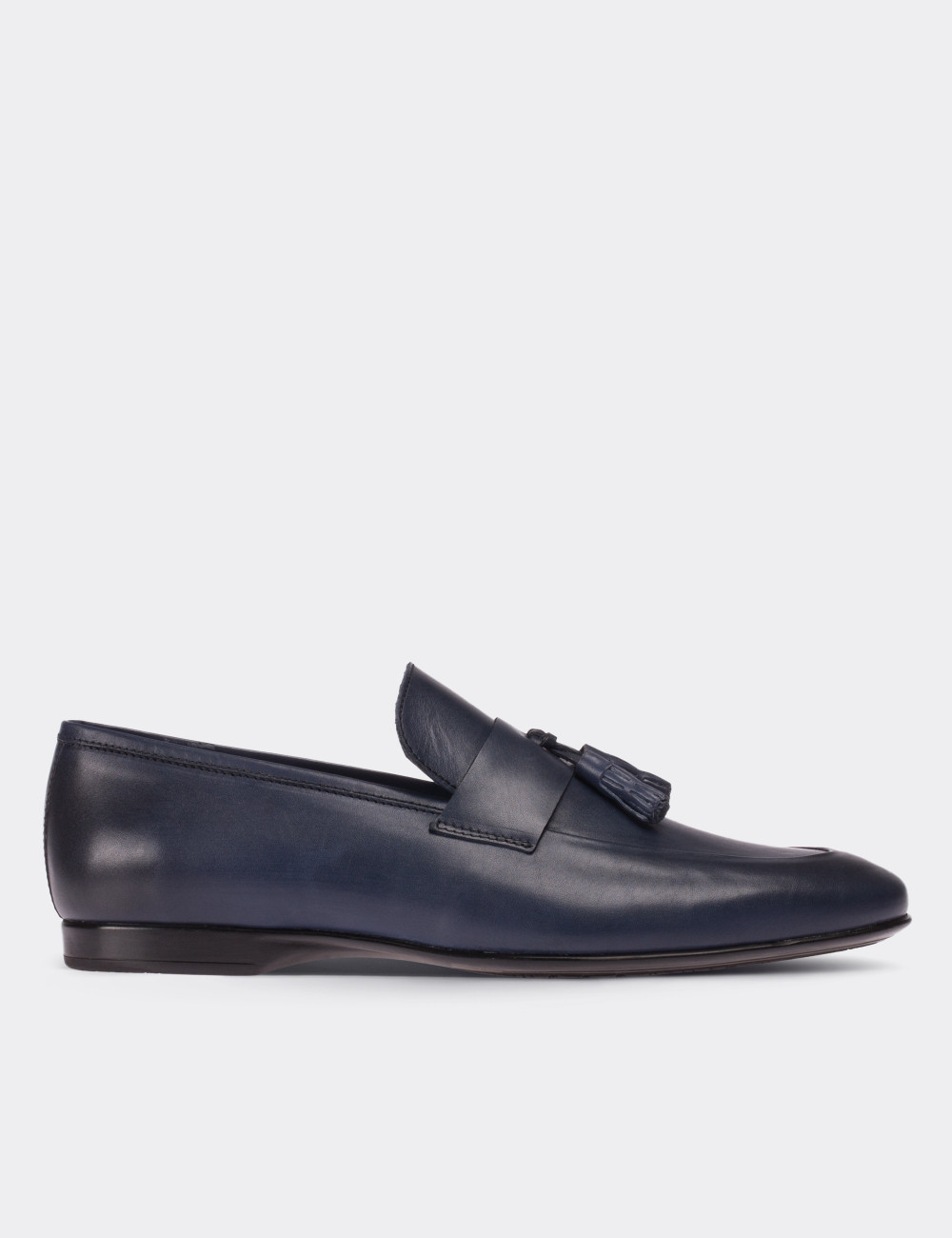 Blue  Leather Loafers - 01523MMVIC02
