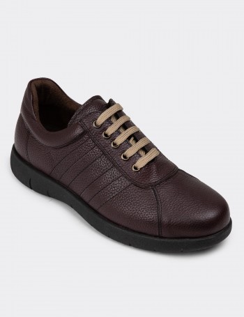 Burgundy Leather Lace-up Shoes - 01951MBRDC01