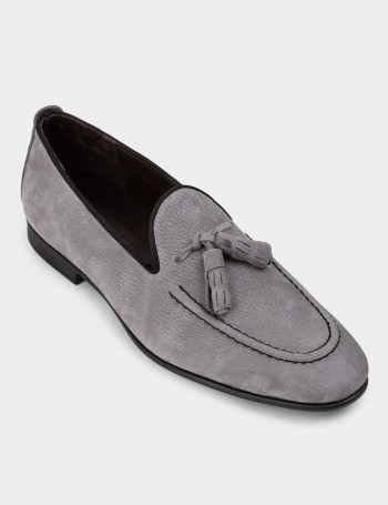 Gray Nubuck Calfskin Loafers - 01701MGRIC05