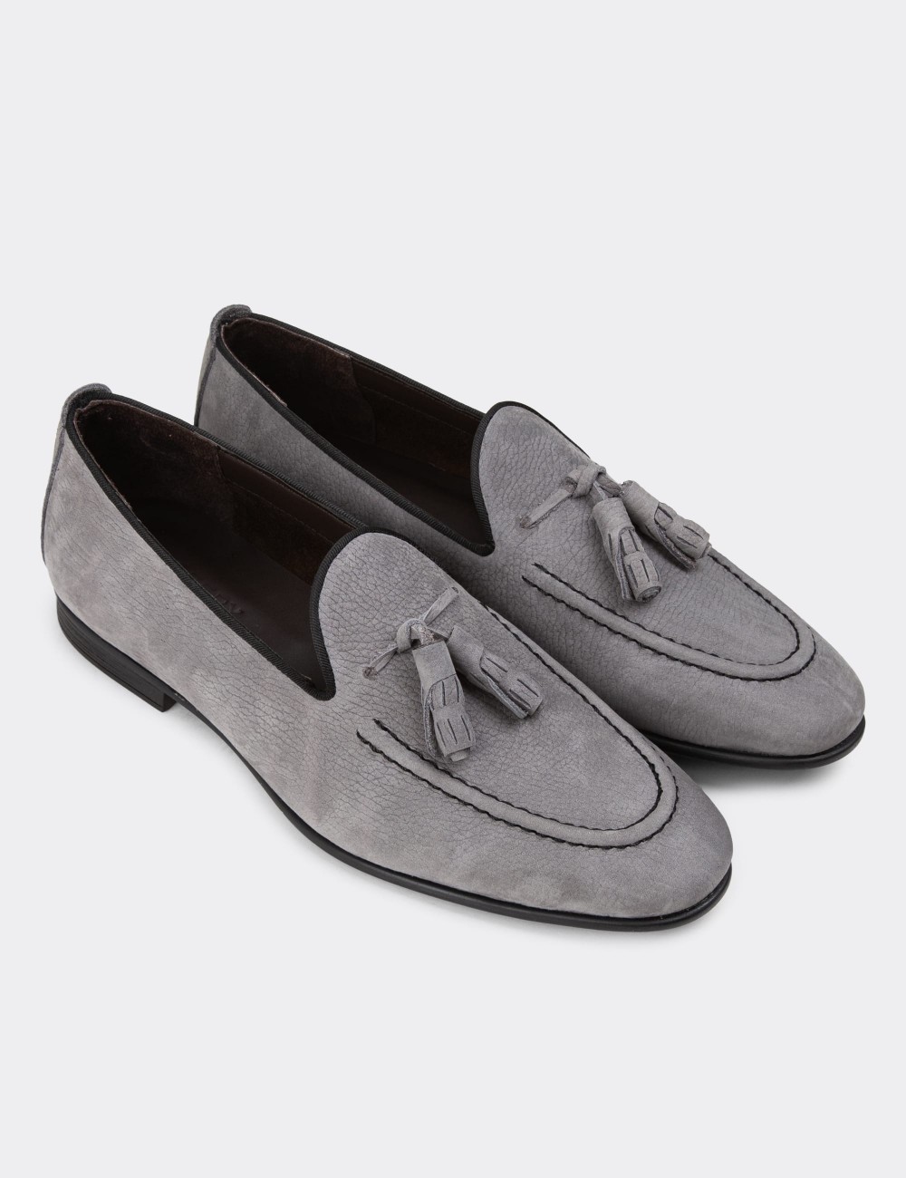 Gray Nubuck Calfskin Loafers - 01701MGRIC05