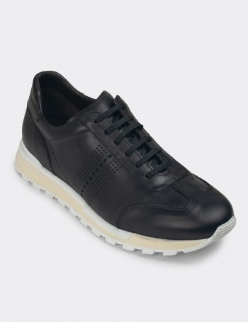 Black Leather Sneakers - 01738MSYHT05