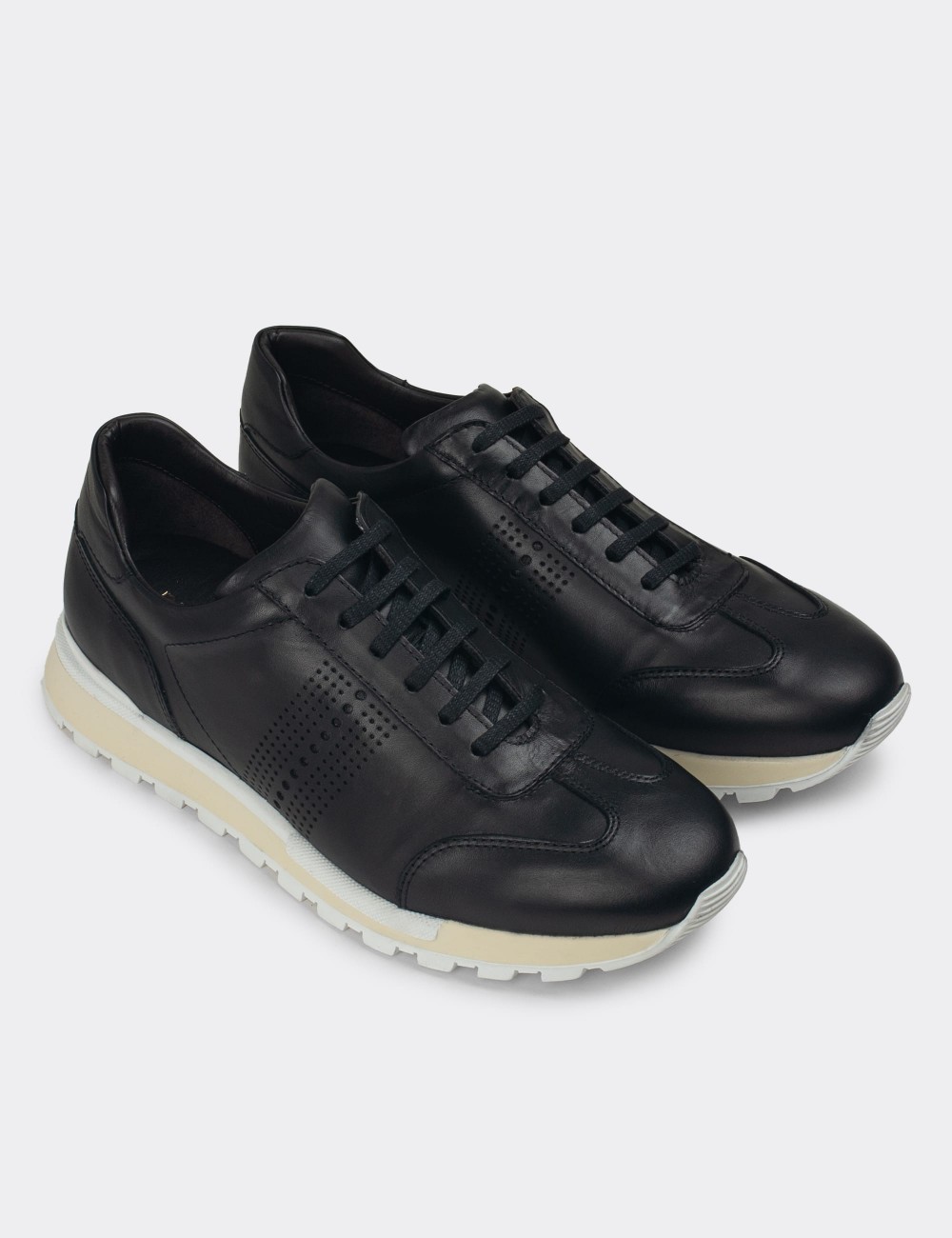 Black Leather Sneakers - 01738MSYHT05