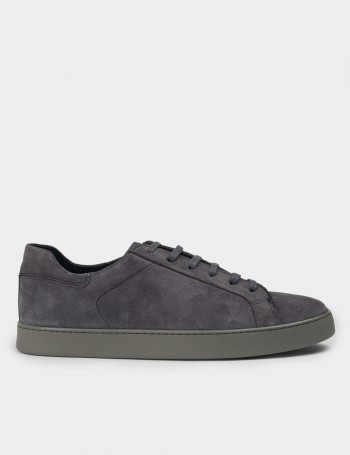 Gray Suede Leather Sneakers - 01829MGRIC02