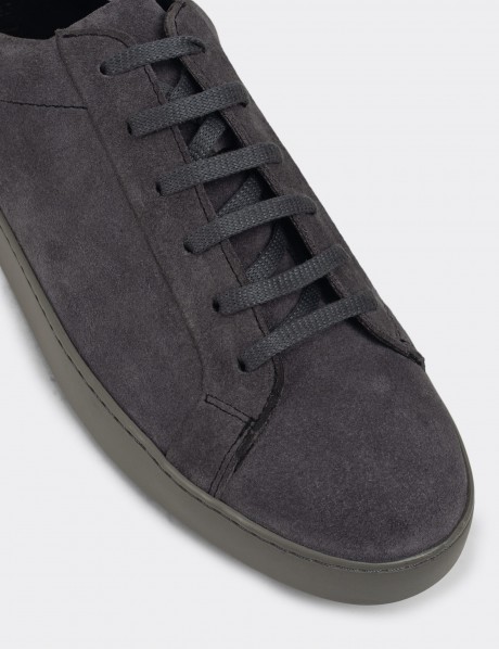 Gray Suede Leather Sneakers
