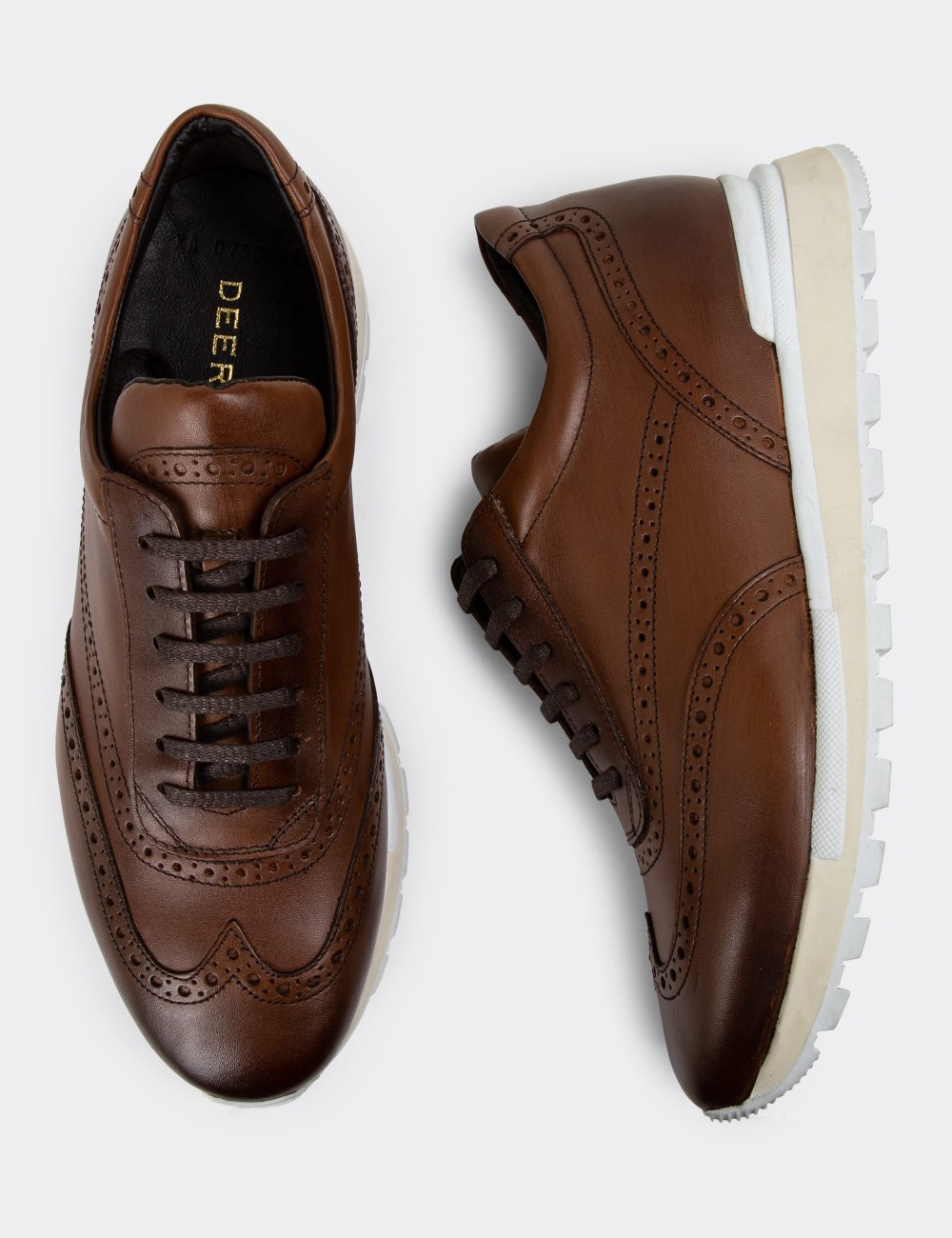 Tan Leather Sneakers - 00750MTBAT05