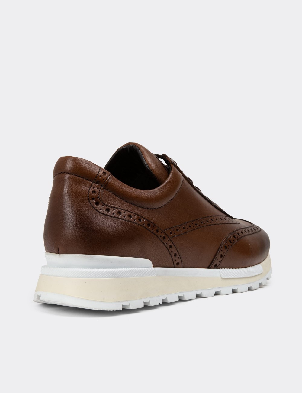 Tan Leather Sneakers - 00750MTBAT05