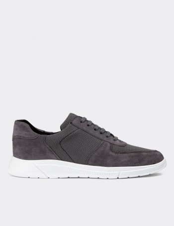 Gray Suede Leather Sneakers - 01860MGRIC02
