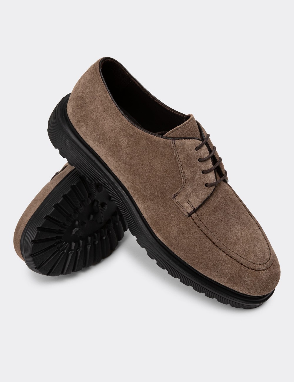 Sandstone Suede Leather Lace-up Shoes - 01931MVZNE01