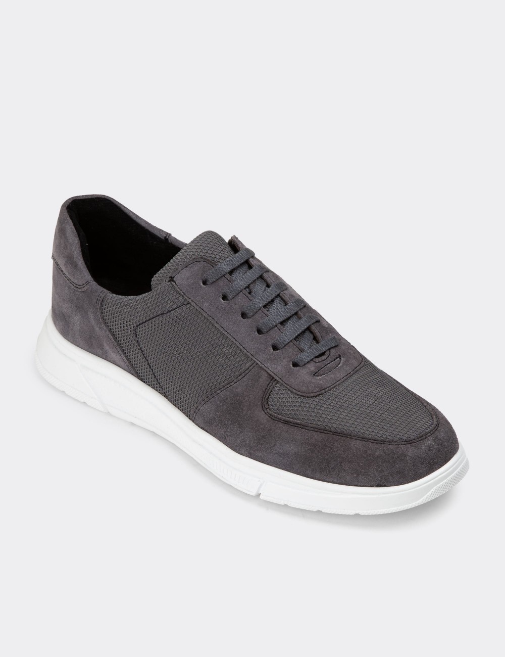 Gray Suede Leather Sneakers - 01860MGRIC02