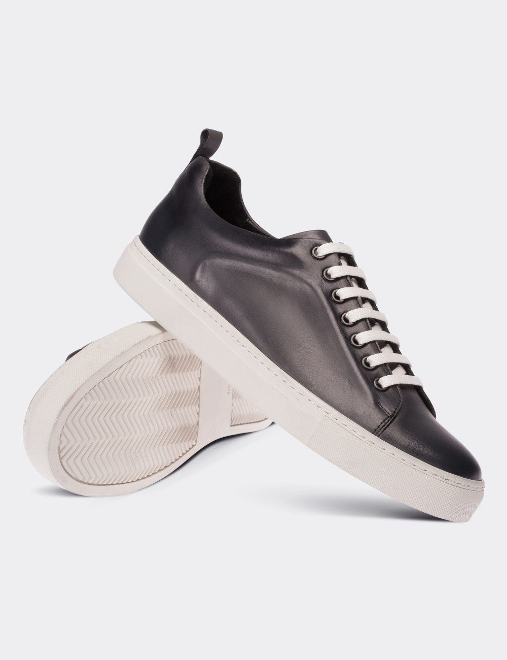 Gray  Leather Sneakers - 01669MGRIC01