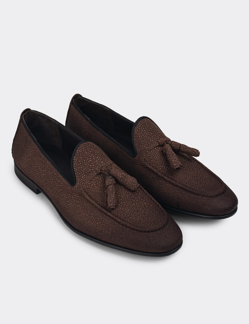 Brown Leather Loafers - 01701MKHVC78