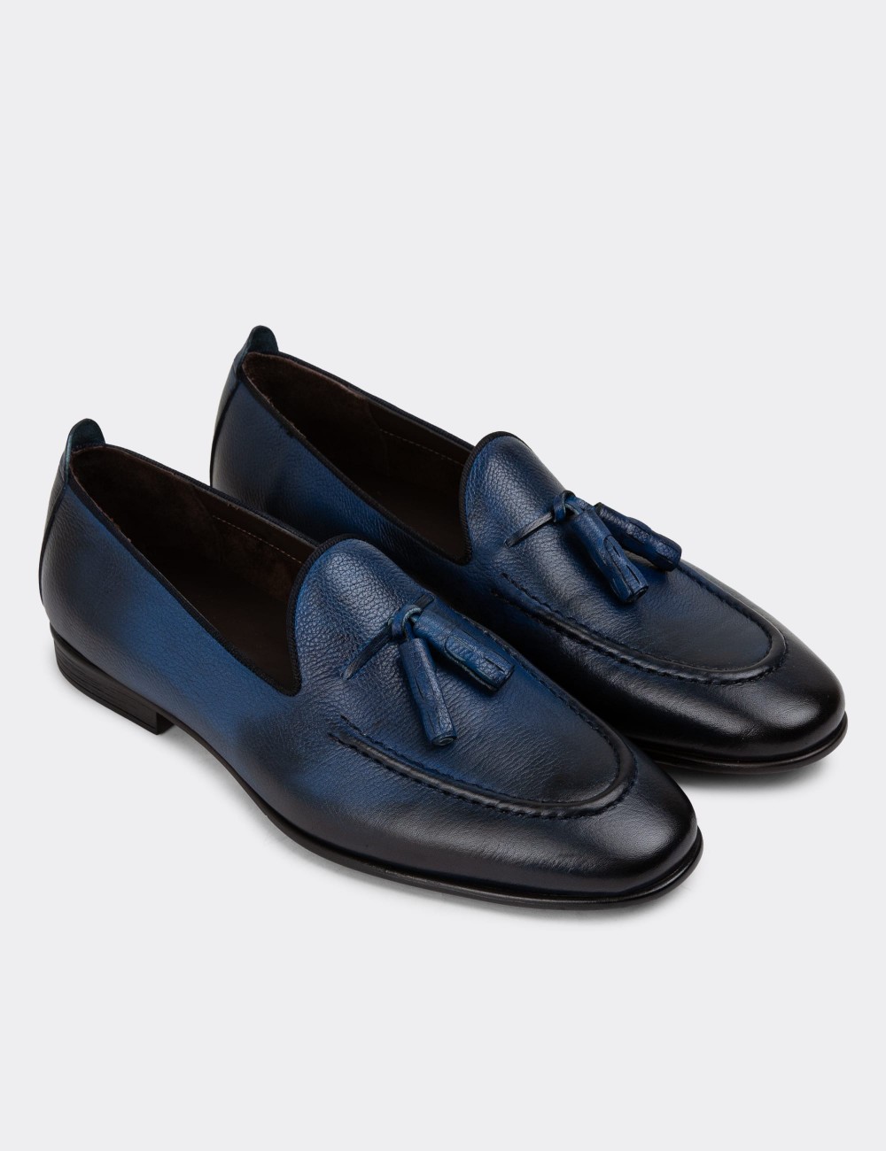 Blue Leather Loafers - 01701MMVIC03