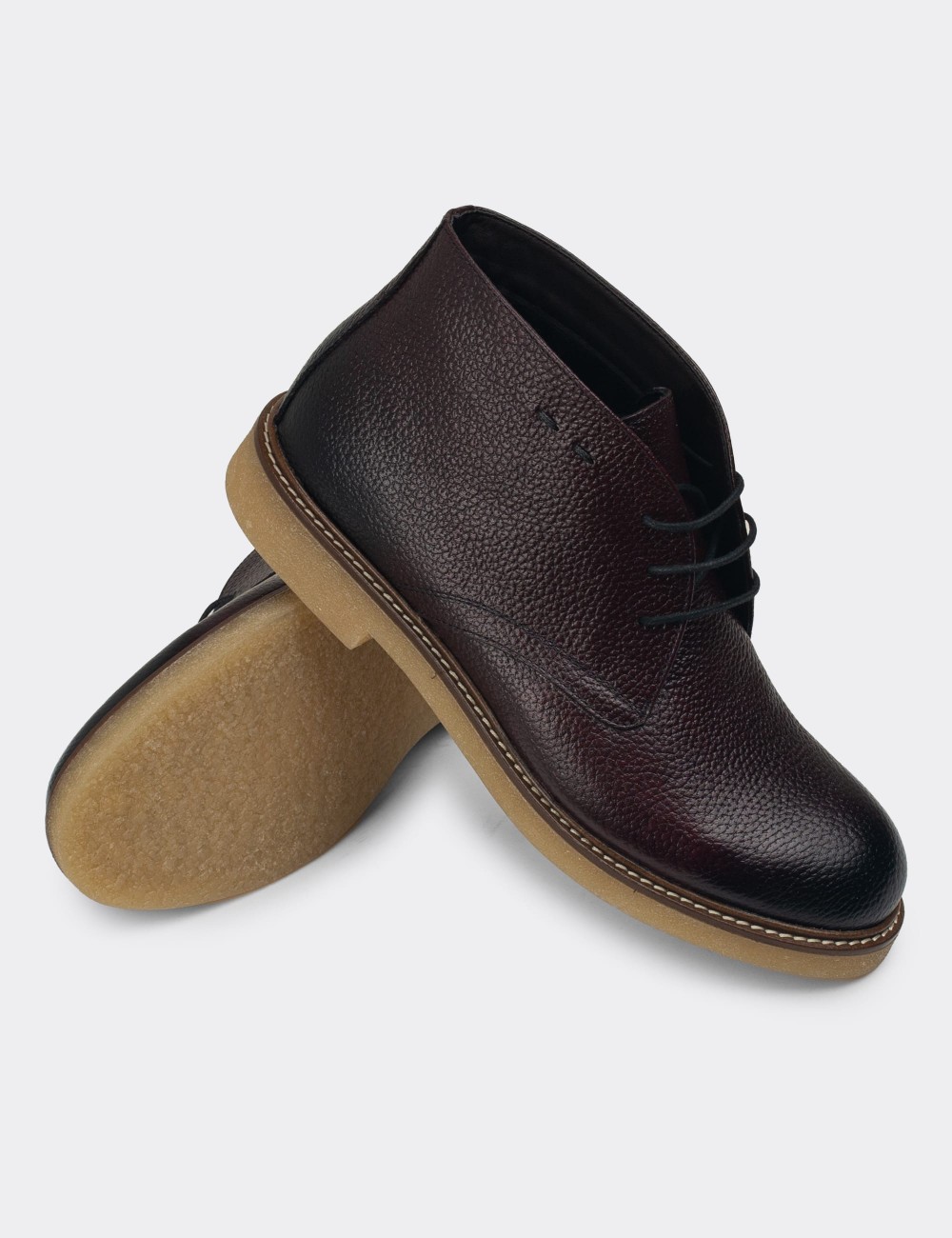 Burgundy Leather Desert Boots - 01295MBRDC05