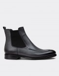 Gray Leather Chelsea Boots