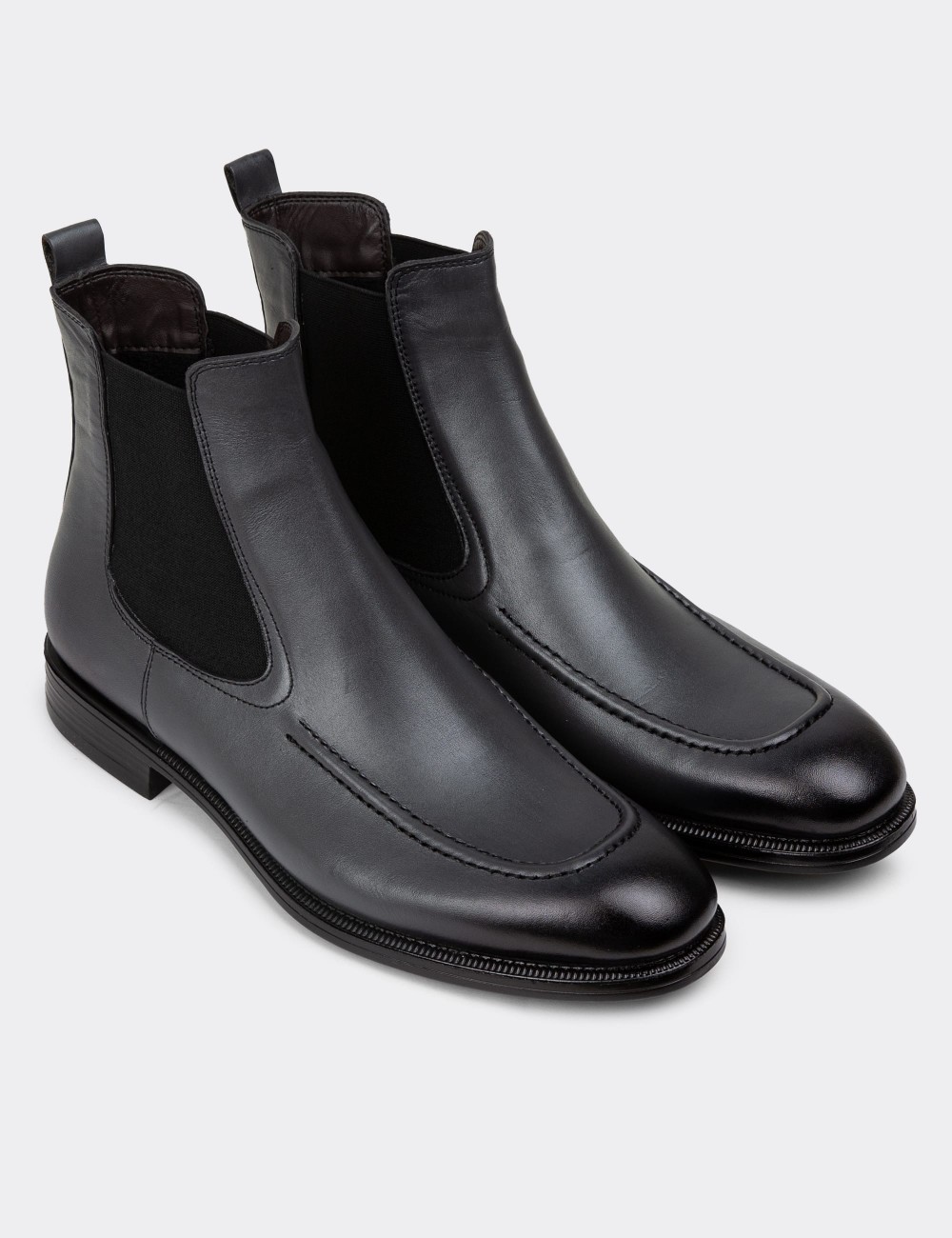 Gray Leather Chelsea Boots - 01953MGRIC01