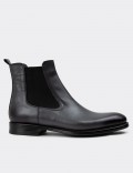 Gray Leather Chelsea Boots