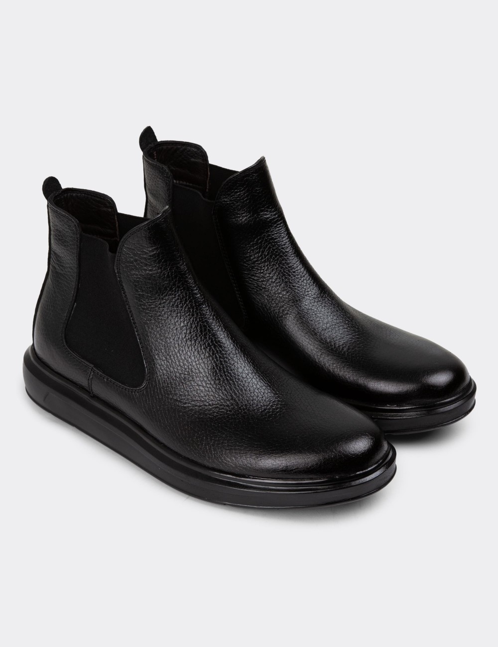 Black Leather Chelsea Boots - 01620MSYHP06